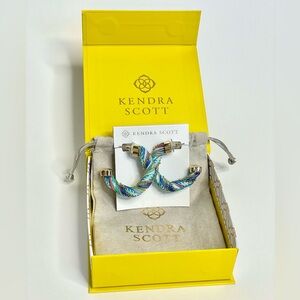 Kendra Scott Earrings Masie Corded Hoop Gold Pastel Mix Blue Summer Spring